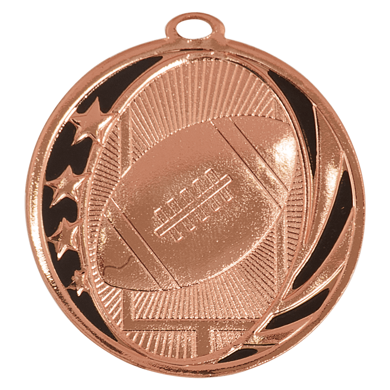 2" Bright Bronze Football Laserable MidNite Star Medal