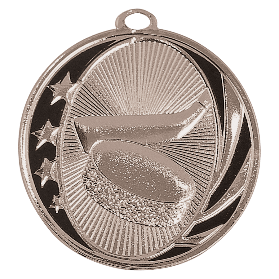 2" Bright Silver Hockey Laserable MidNite Star Medal