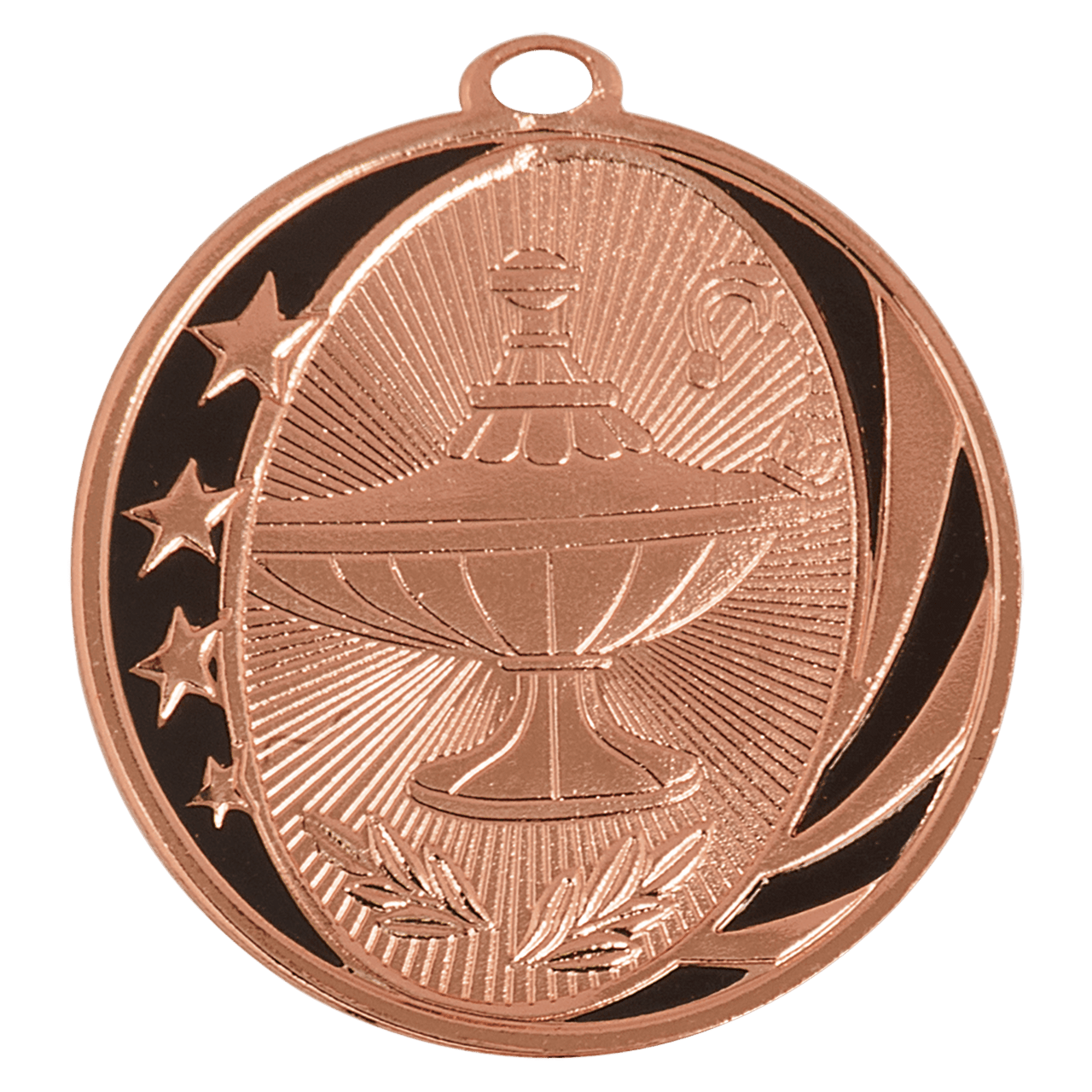 2" Bright Gold Lamp of Knowledge Laserable MidNite Star Medal