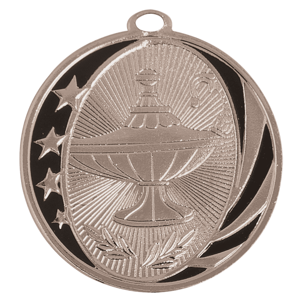 2" Bright Gold Lamp of Knowledge Laserable MidNite Star Medal