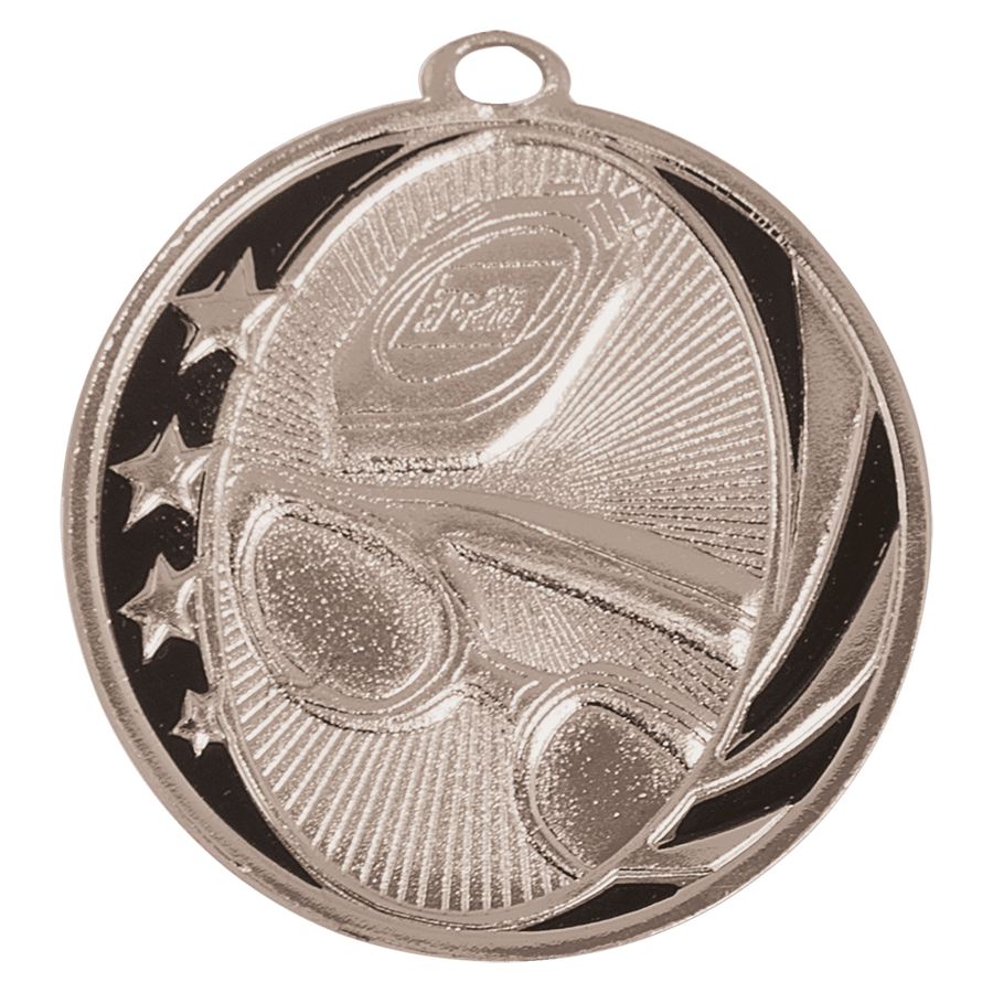 2" Bright Silver Swimming Laserable MidNite Star Medal