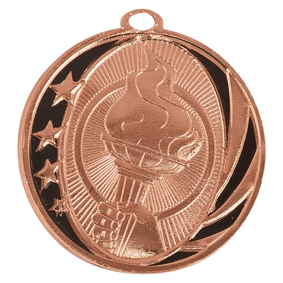 2" Bright Bronze Torch Laserable MidNite Star Medal