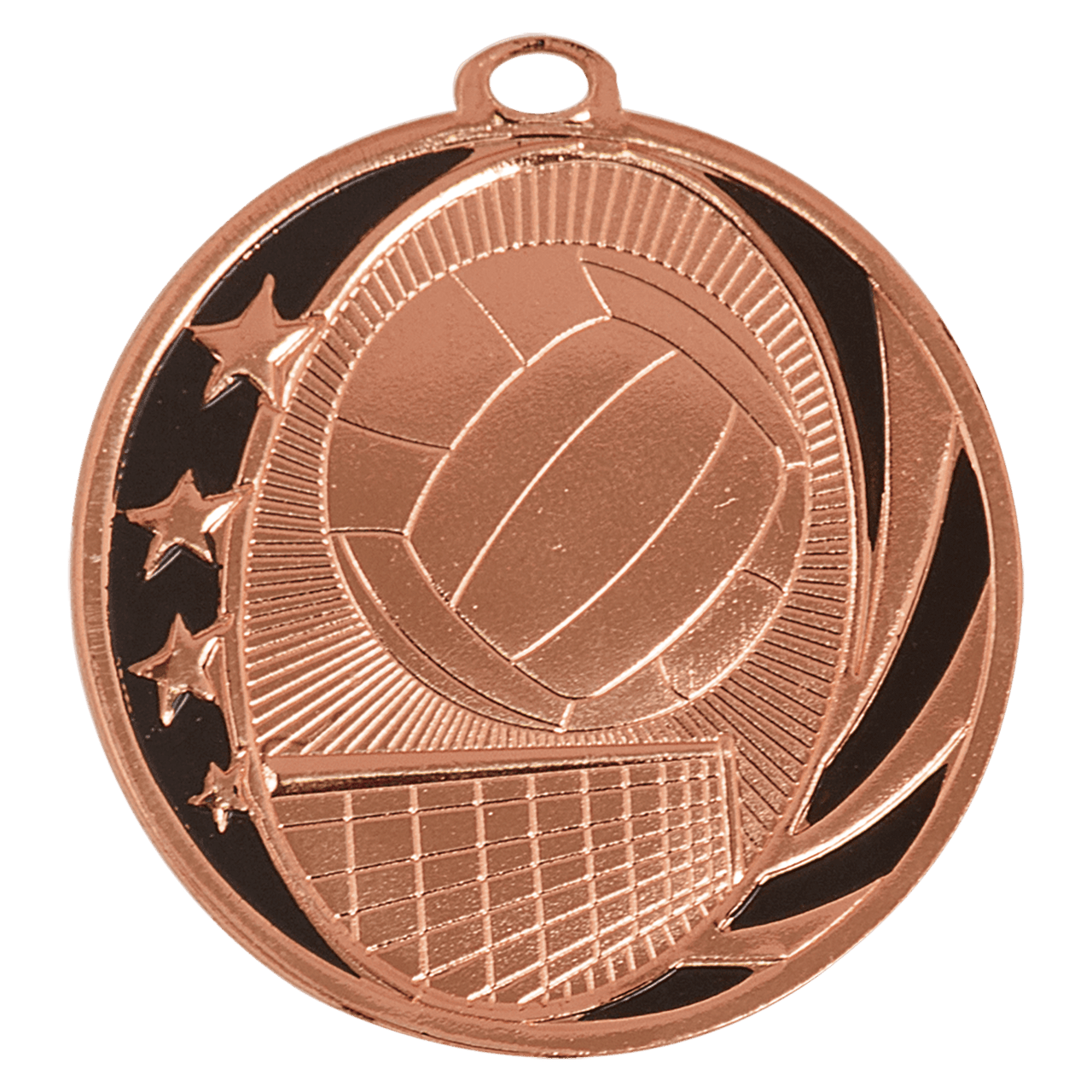 2" Bright Silver Volleyball Laserable MidNite Star Medal