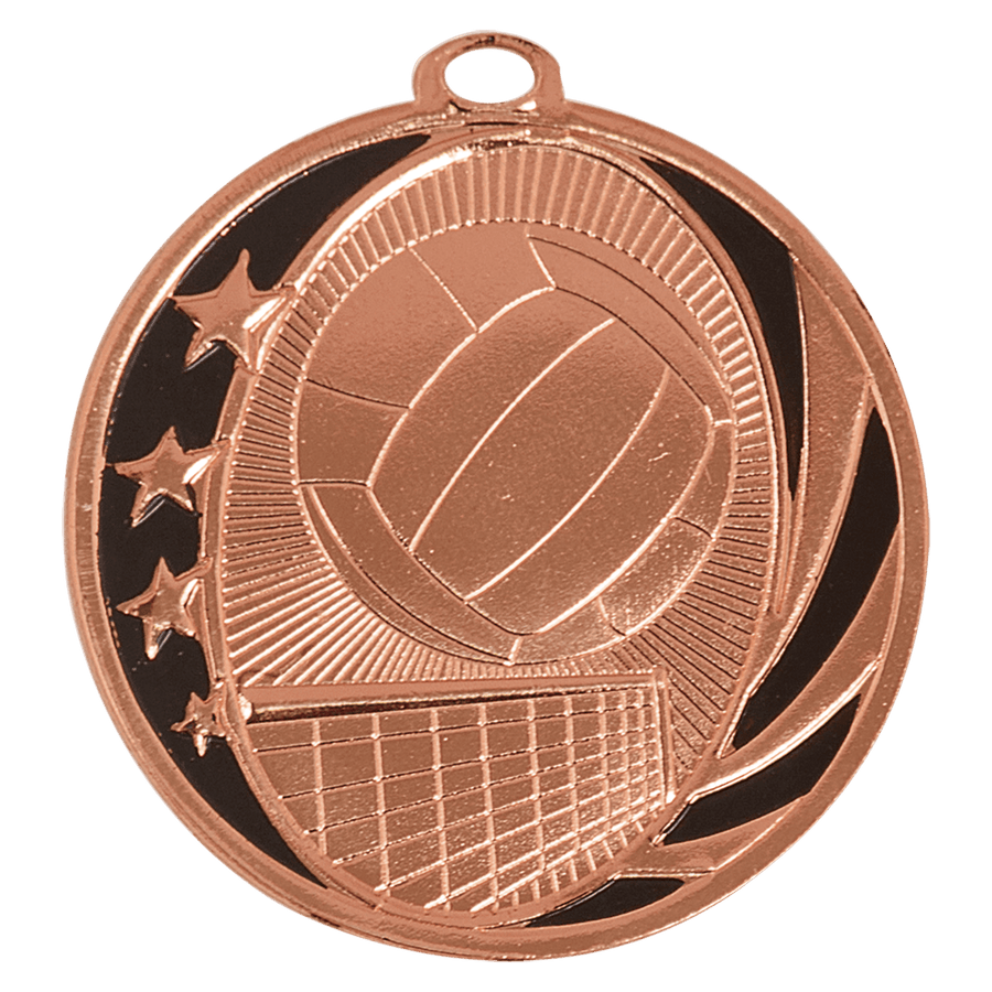 2" Bright Silver Volleyball Laserable MidNite Star Medal