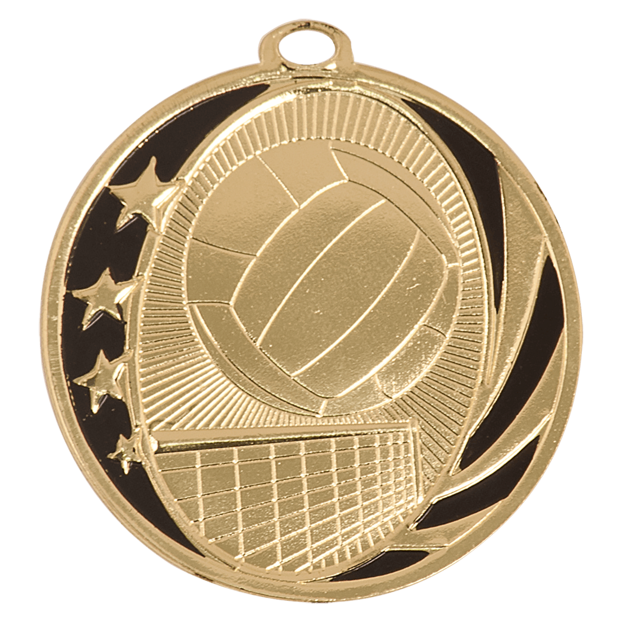 2" Bright Silver Volleyball Laserable MidNite Star Medal