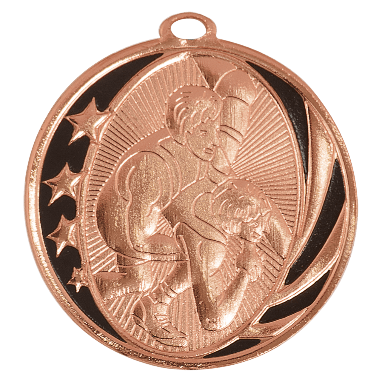 2" Bright Silver Wrestling Laserable MidNite Star Medal