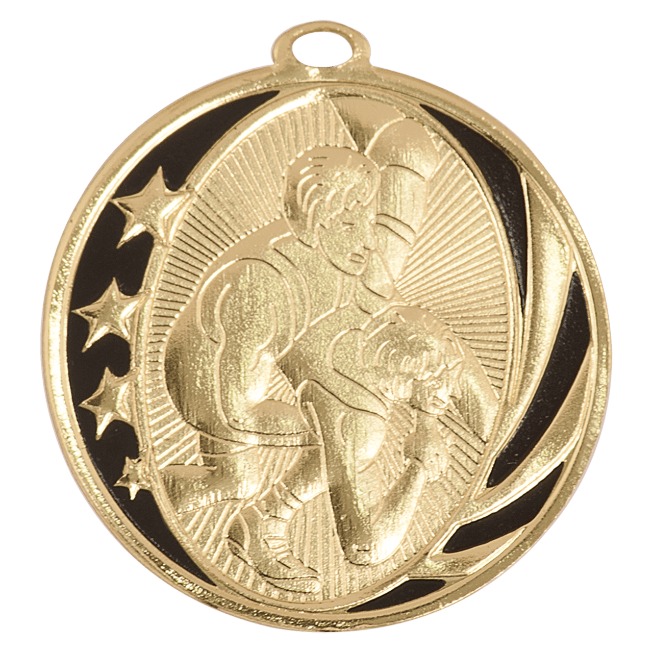 2" Bright Silver Wrestling Laserable MidNite Star Medal
