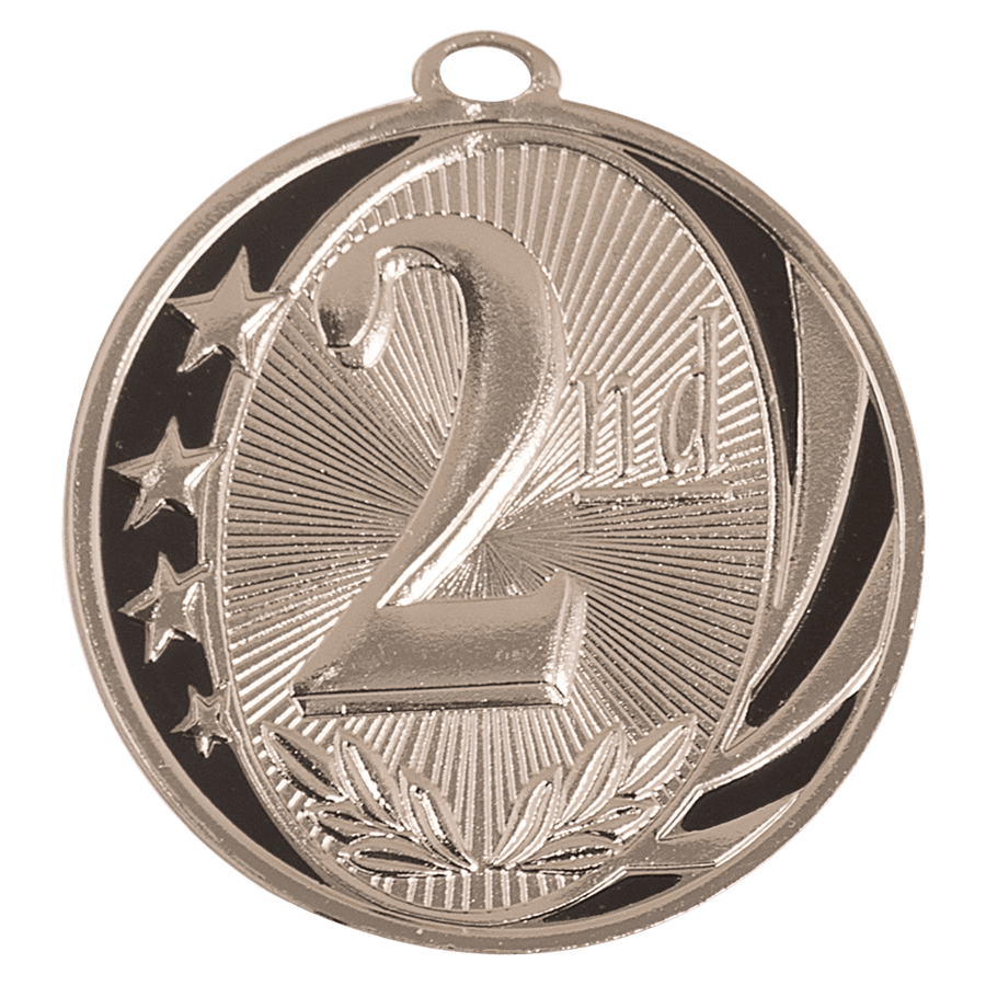 2" Bright Silver 2nd Place Laserable MidNite Star Medal