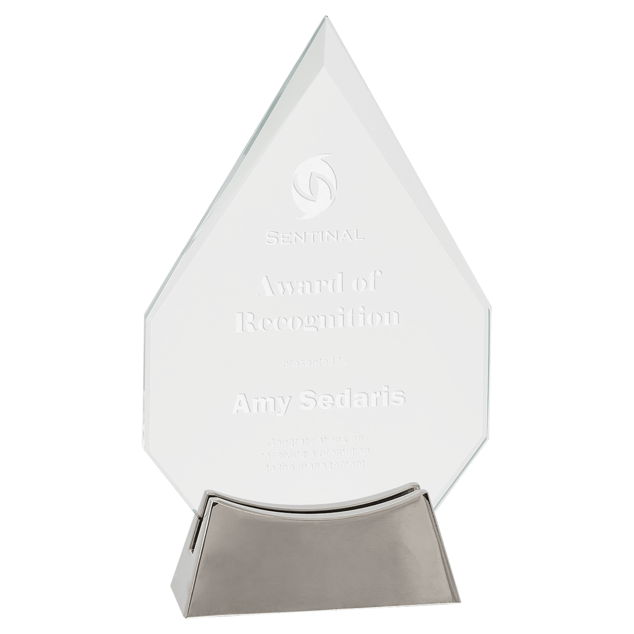 8 1/2" Diamond Platinum Glass with Full Metal Base