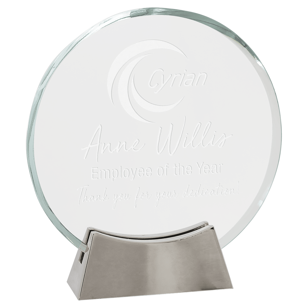 6 1/4" Round Platinum Glass with Full Metal Base