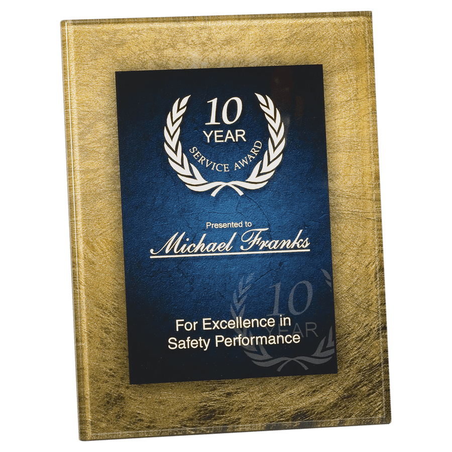 8 3/4" x 11 3/4" Gold/Blue Acrylic Art Plaque with Easel/Hanger