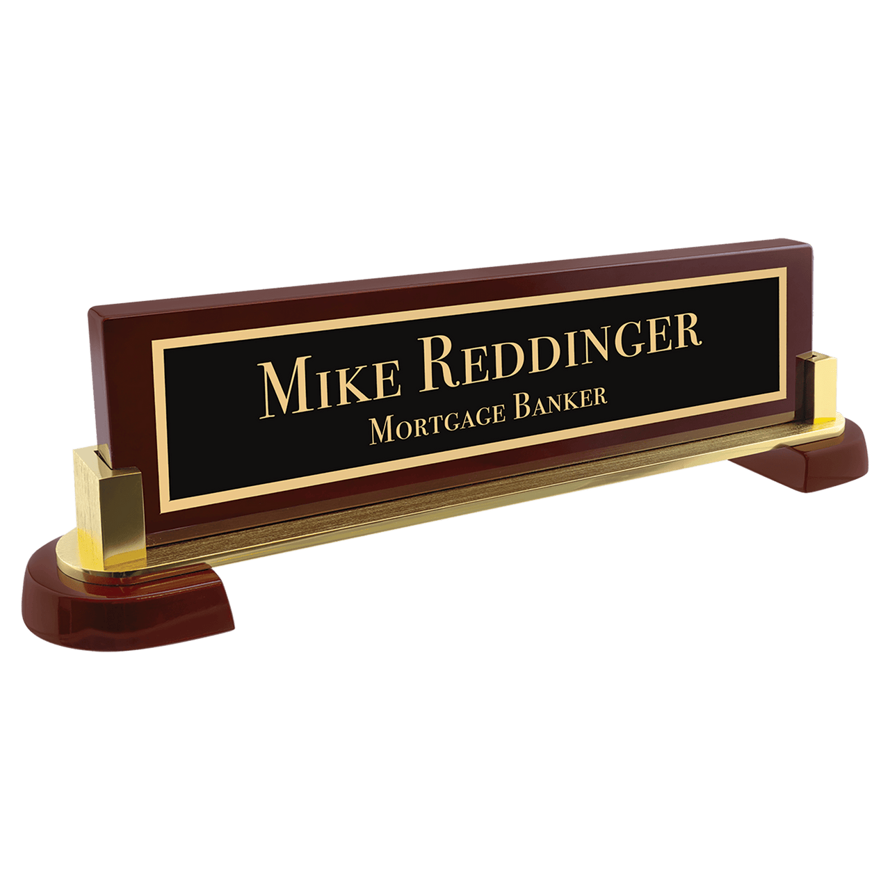 12 1/2" x 3 1/4" Rosewood Piano Finish and Metal Name Bar