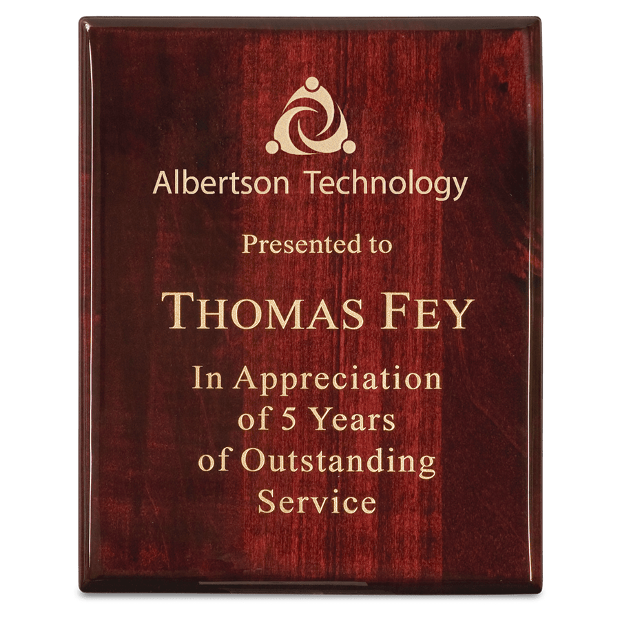 9" x 12" Premium Rosewood Piano Finish Plaque