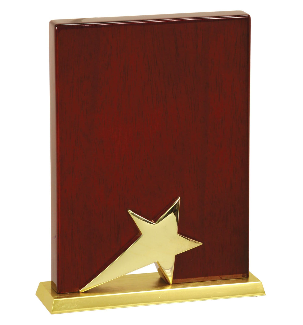 6" x 8" Rosewood Piano Finish Standing Star Plaque with Gold Metal Base