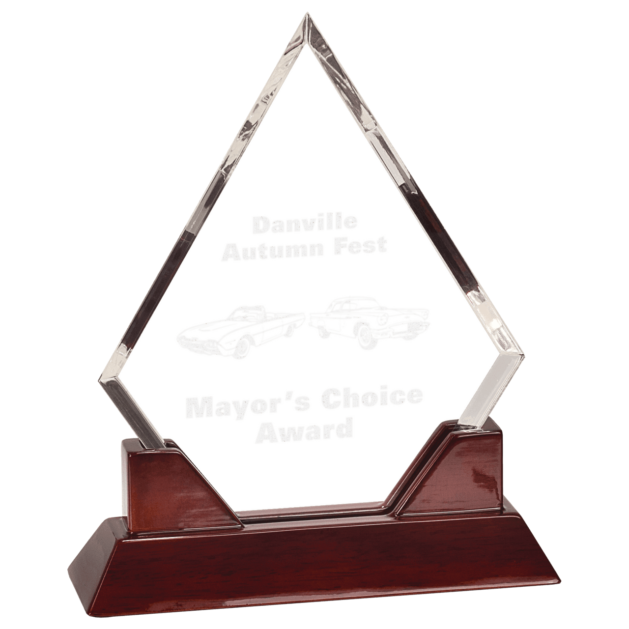 9 1/2" Diamond Prestige Acrylic with Rosewood Piano Finish Base