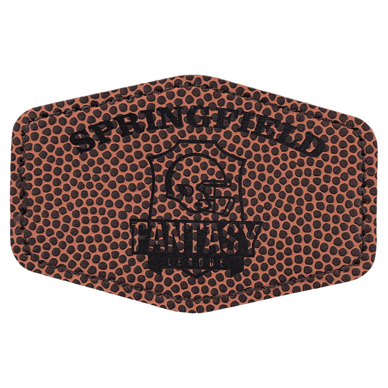 3" x 2" Hex Football Laserable Leatherette Patch with Adhesive