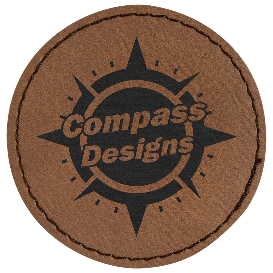 2 1/2" Round Dark Brown Laserable Leatherette Patch with Adhesive