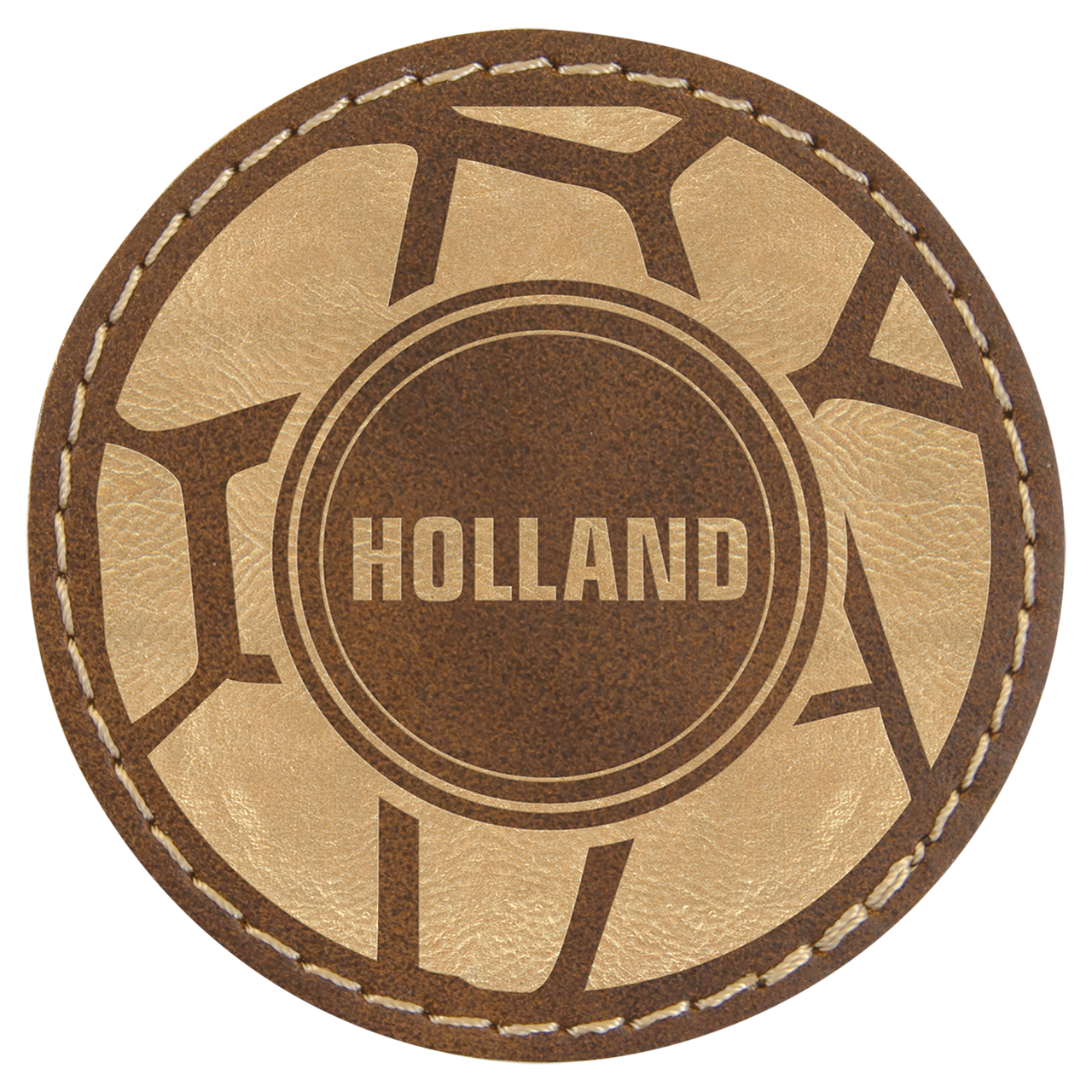 2 1/2" Round Rustic/Gold Laserable Leatherette Patch with Adhesive