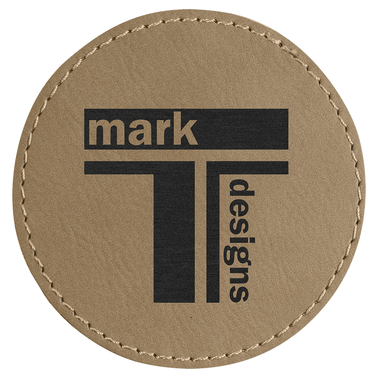 3" Round Light Brown Laserable Leatherette Patch with Kota Pro Adhesive