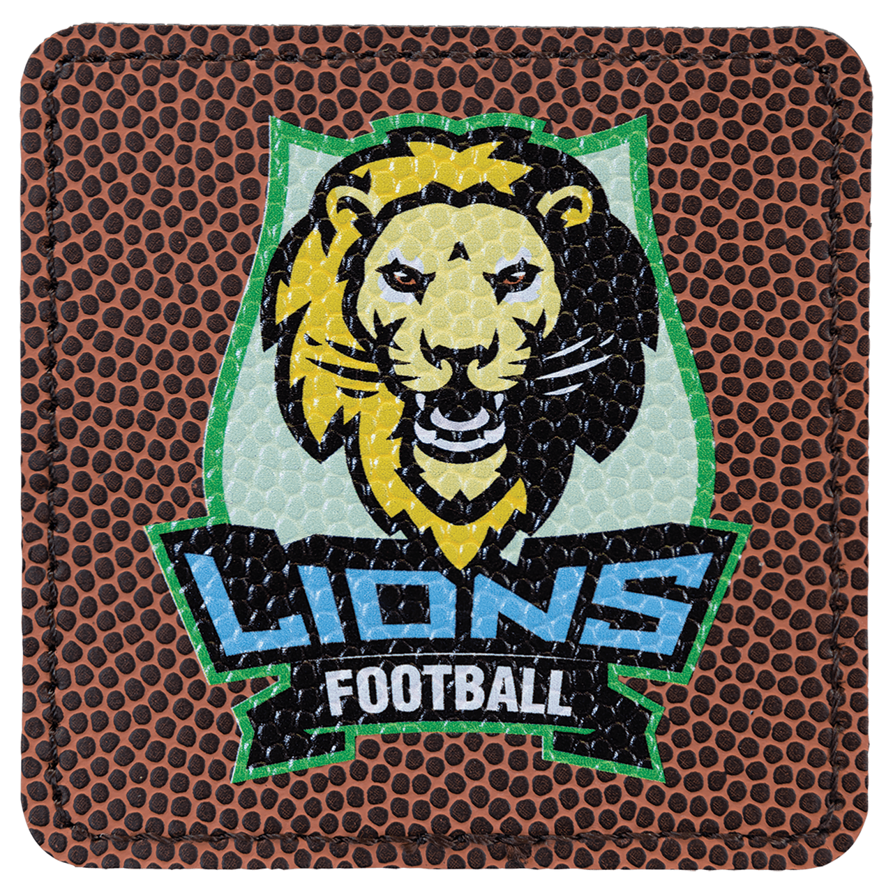 2 1/2" x 2 1/2" Square Football Laserable Leatherette Patch with Adhesive