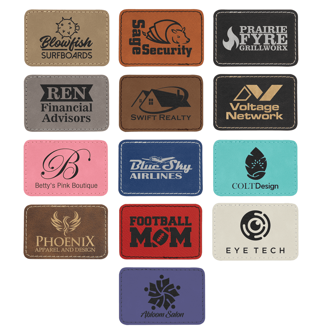 3" x 2" Rectangle Laserable Leatherette Patch with Adhesive Sample Set