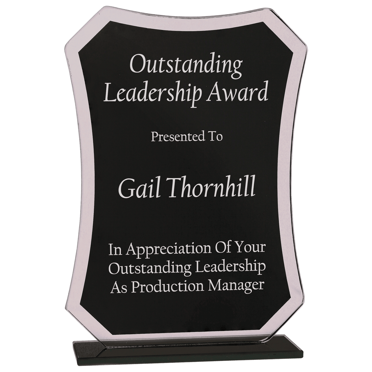 7 1/4" Black Rectangle Reflection Glass Award