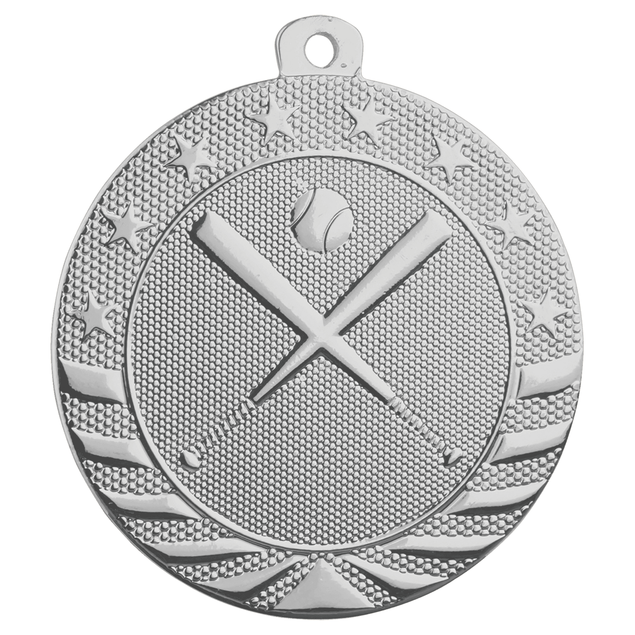 2" Bright Silver Baseball/Softball Starbrite Medal