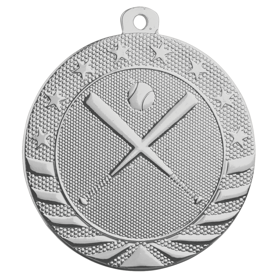 2" Bright Silver Baseball/Softball Starbrite Medal