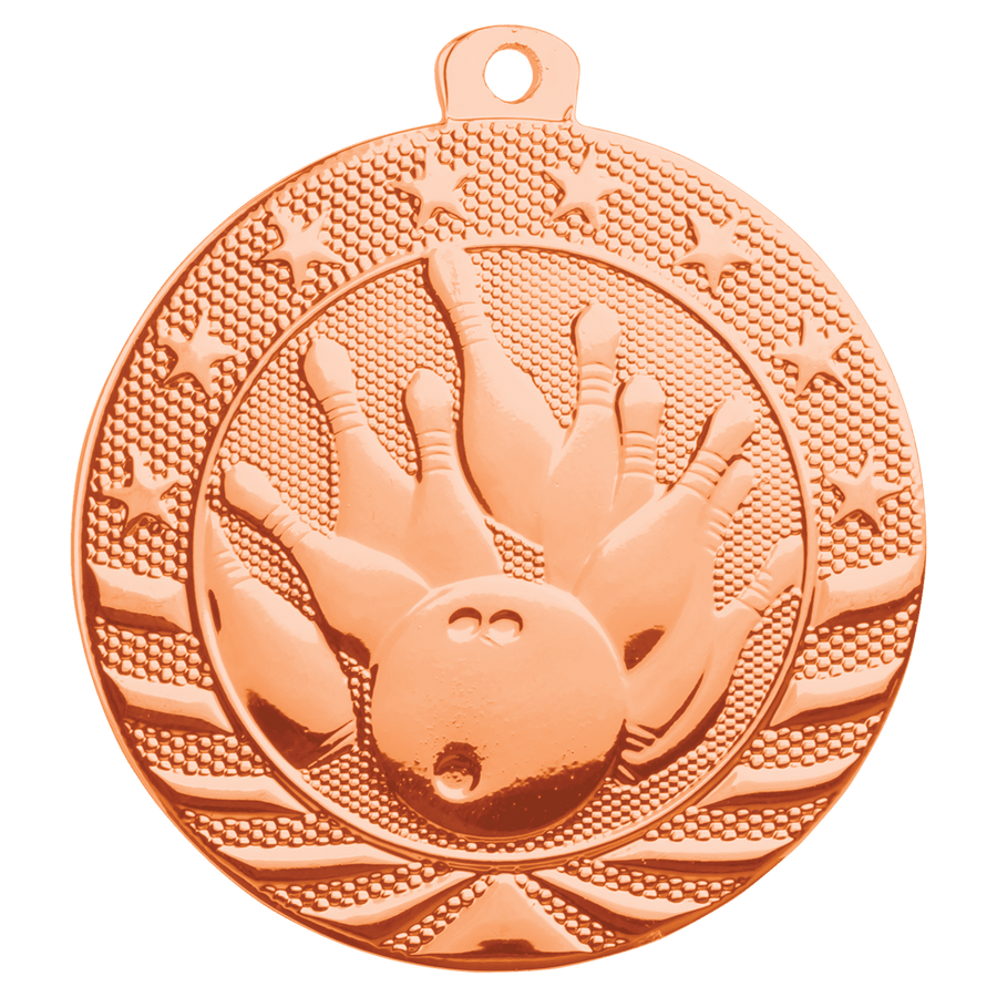 2" Bright Bronze Bowling Starbrite Medal