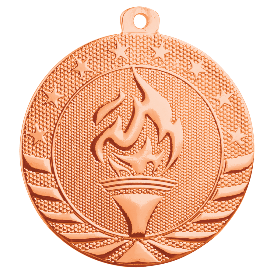 2" Bright Bronze Torch Starbrite Medal