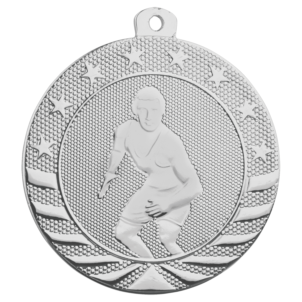2 3/4" Bright Silver Football Starbrite Medal
