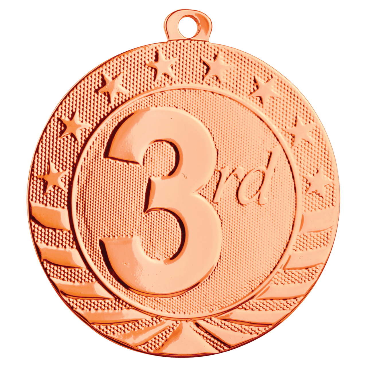 2 3/4" Bright Bronze 3rd Place Starbrite Medal