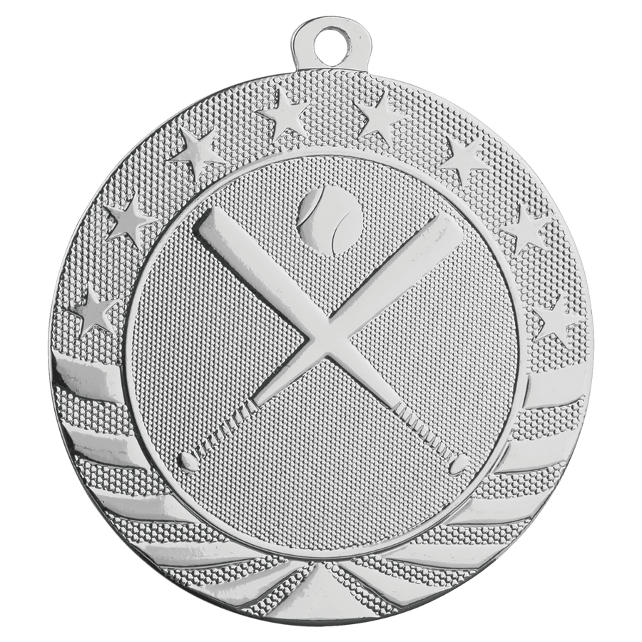 2 3/4" Bright Silver Baseball/Softball Starbrite Medal