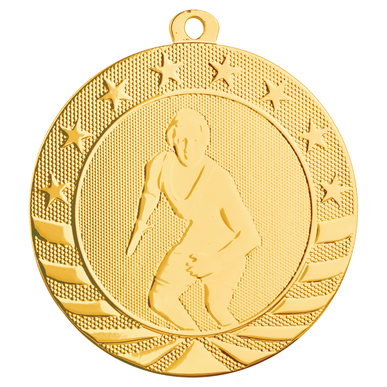 2 3/4" Bright Gold Wrestling Starbrite Medal