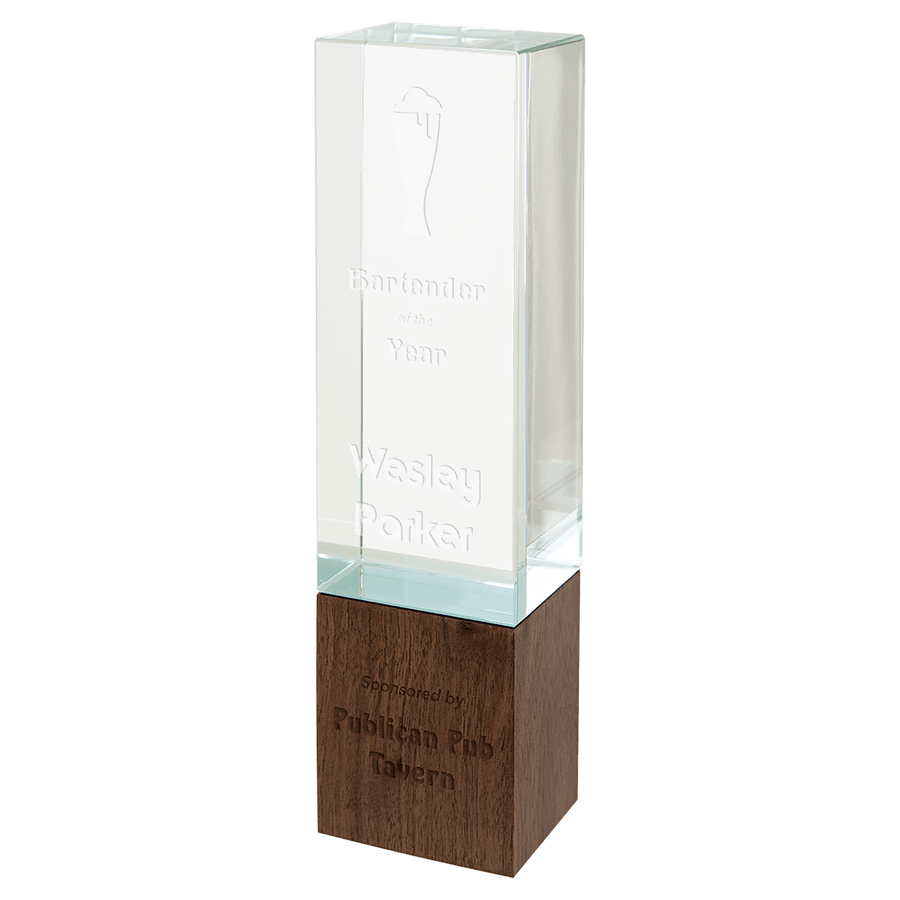 Rectangle Sierra Glass with Walnut Base Sample Set