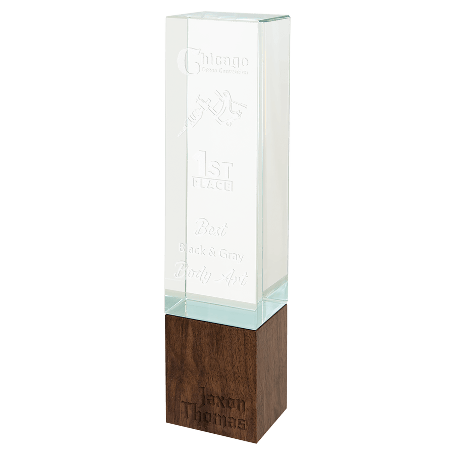 Rectangle Sierra Glass with Walnut Base Sample Set