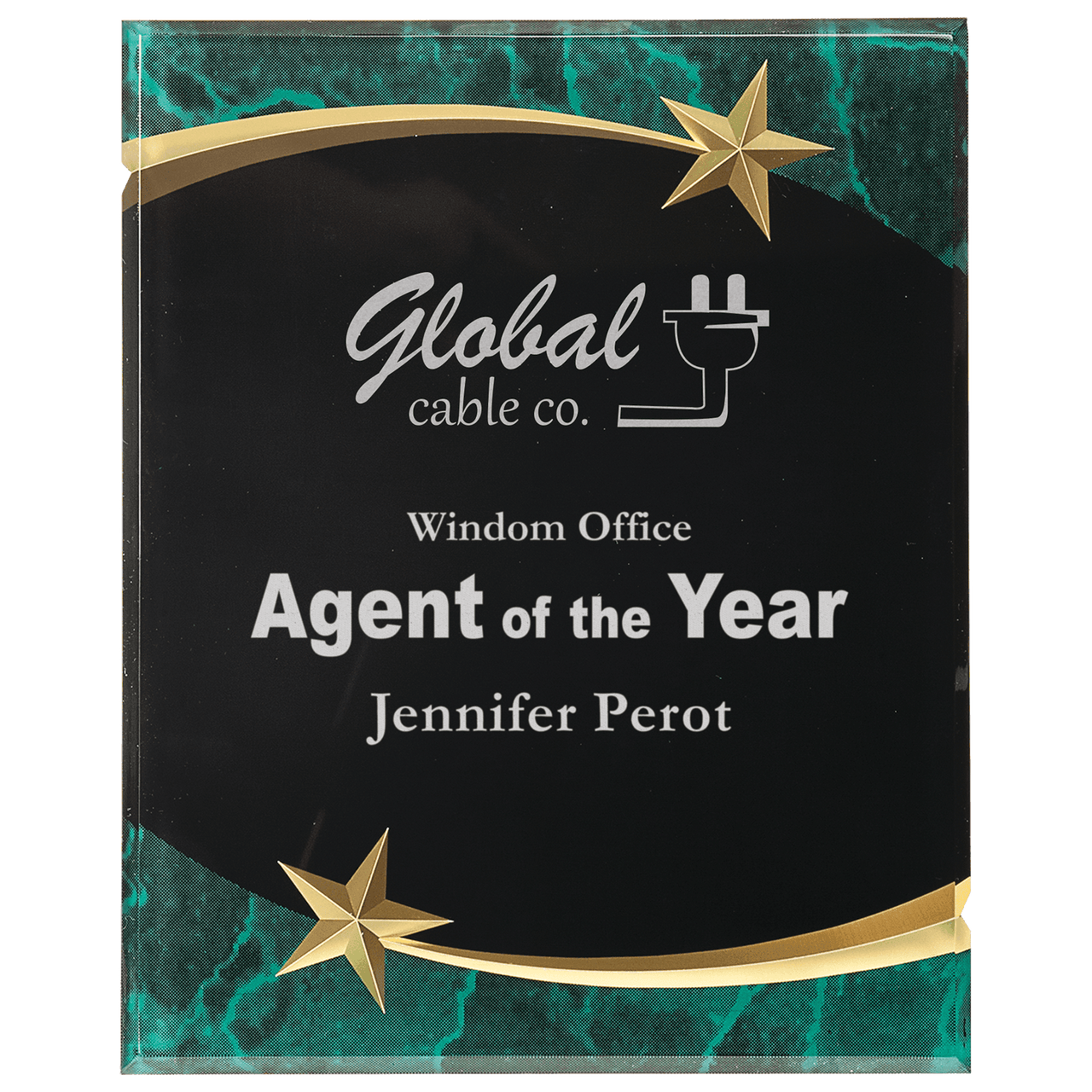 7" x 9" Green Marble Shooting Star Acrylic Plaque