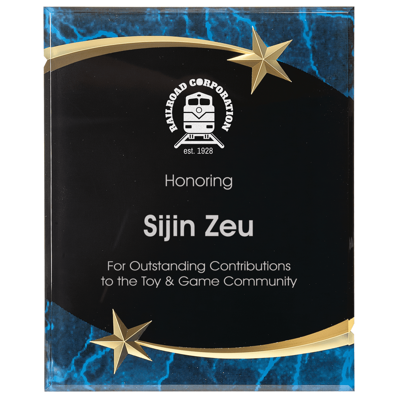 7" x 9" Green Marble Shooting Star Acrylic Plaque