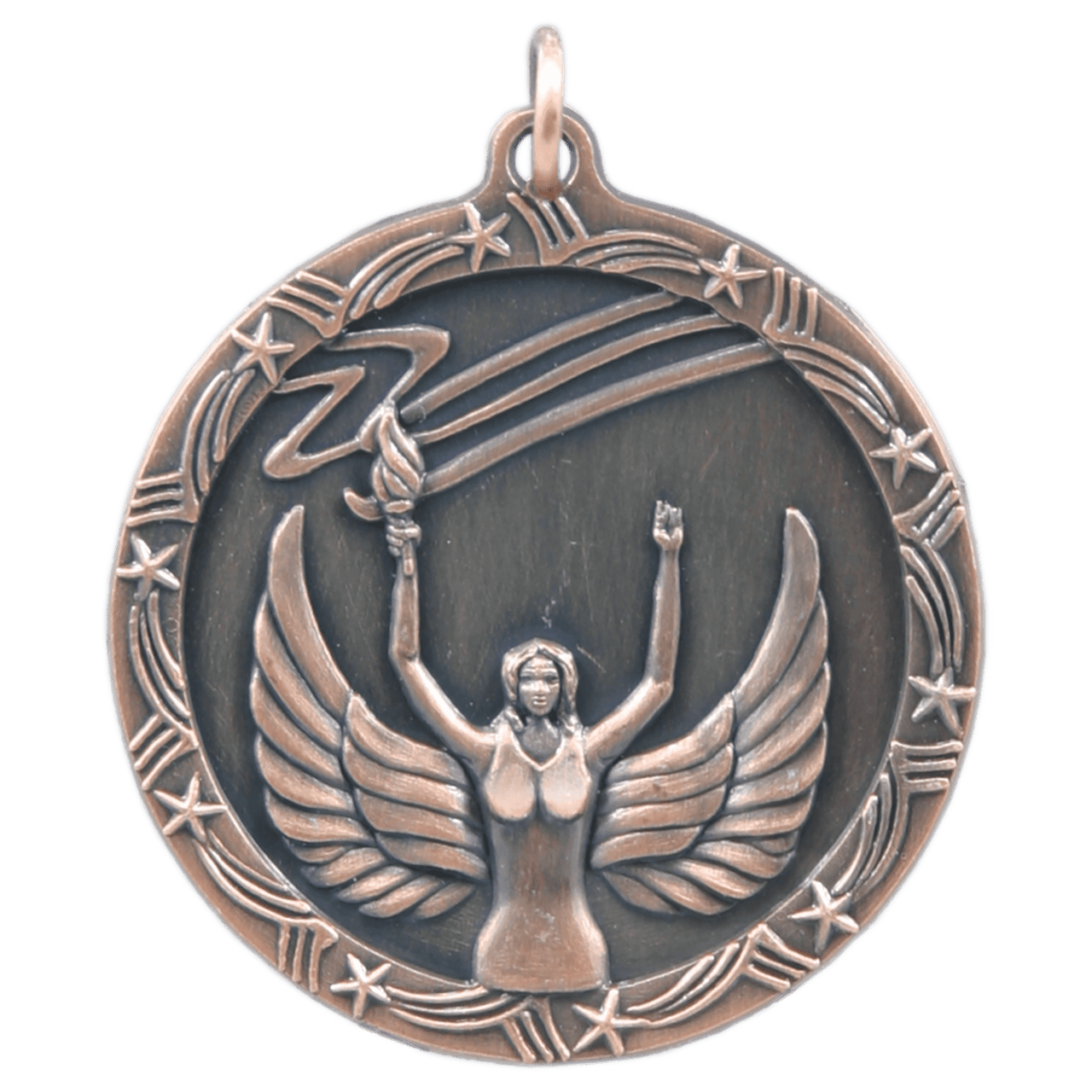 1 3/4" Antique Gold Victory Shooting Star Medal