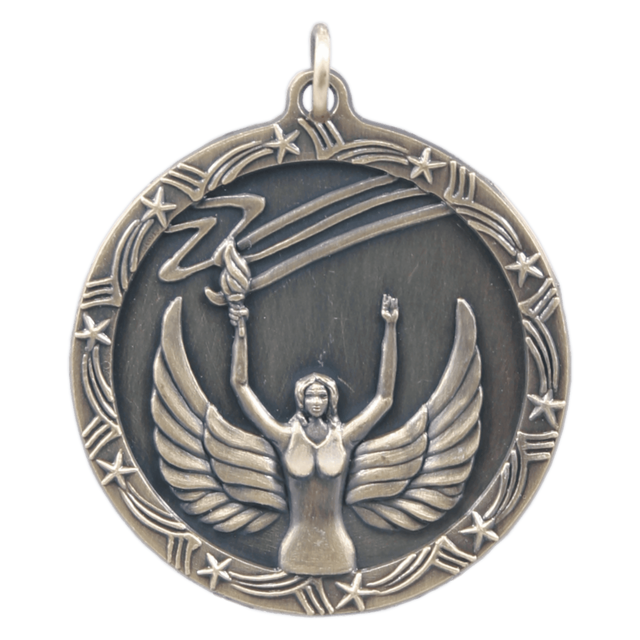 1 3/4" Antique Gold Victory Shooting Star Medal