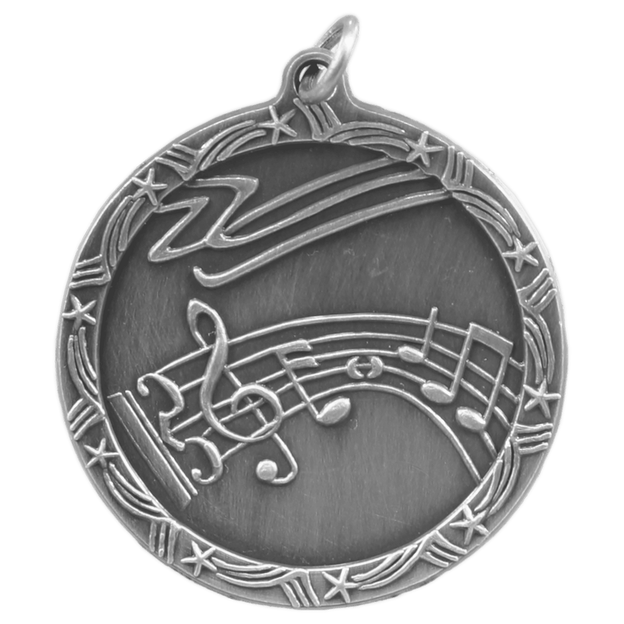 1 3/4" Antique Silver Music Shooting Star Medal