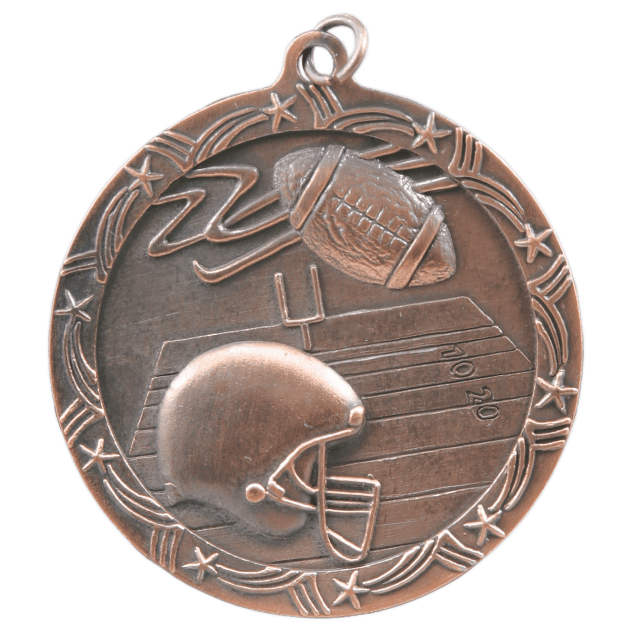 2 1/2" Antique Bronze Football Shooting Star Medal