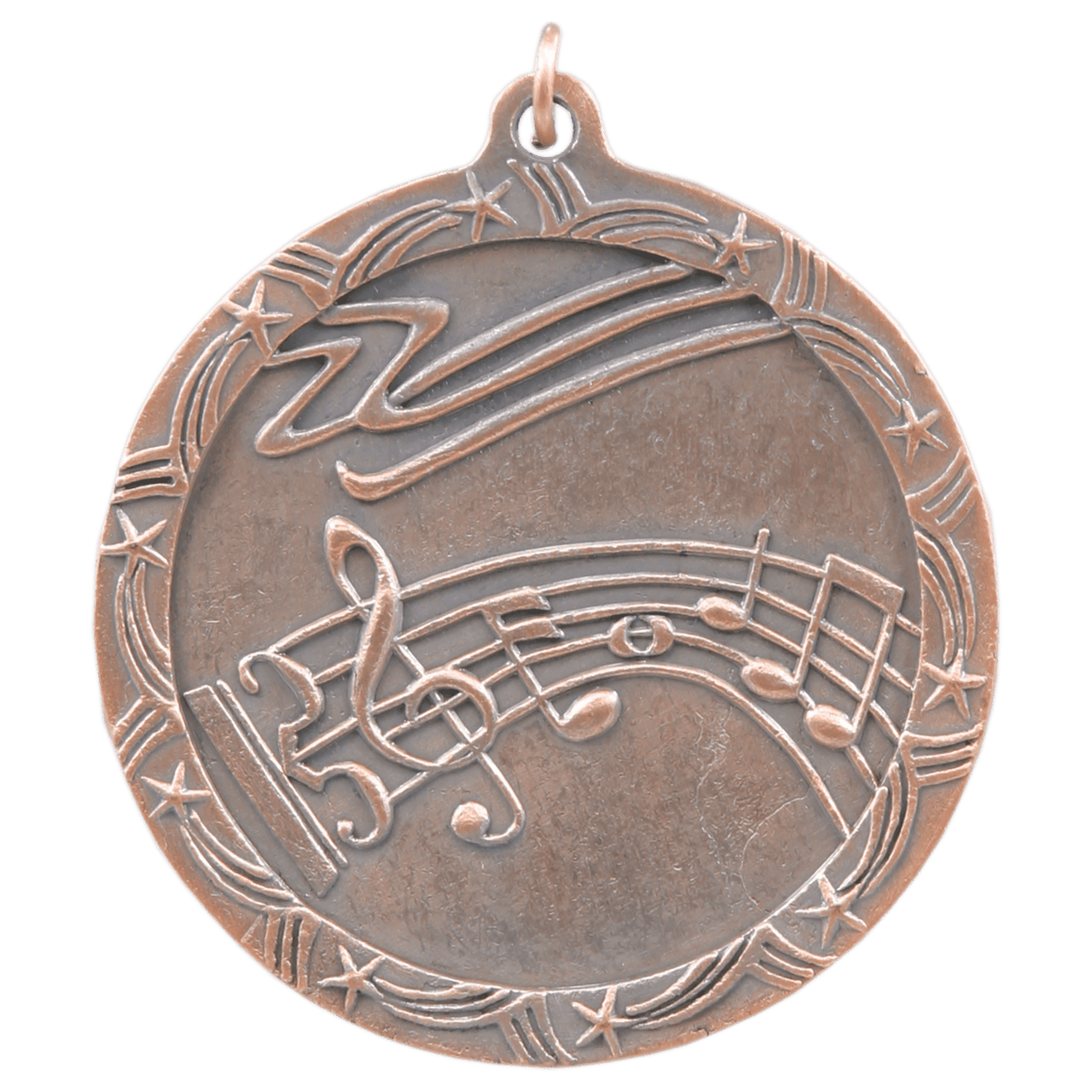 2 1/2" Antique Bronze Music Shooting Star Medal