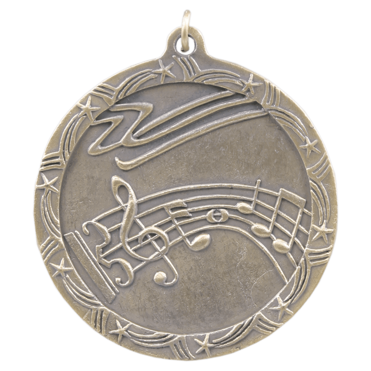 2 1/2" Antique Gold Music Shooting Star Medal