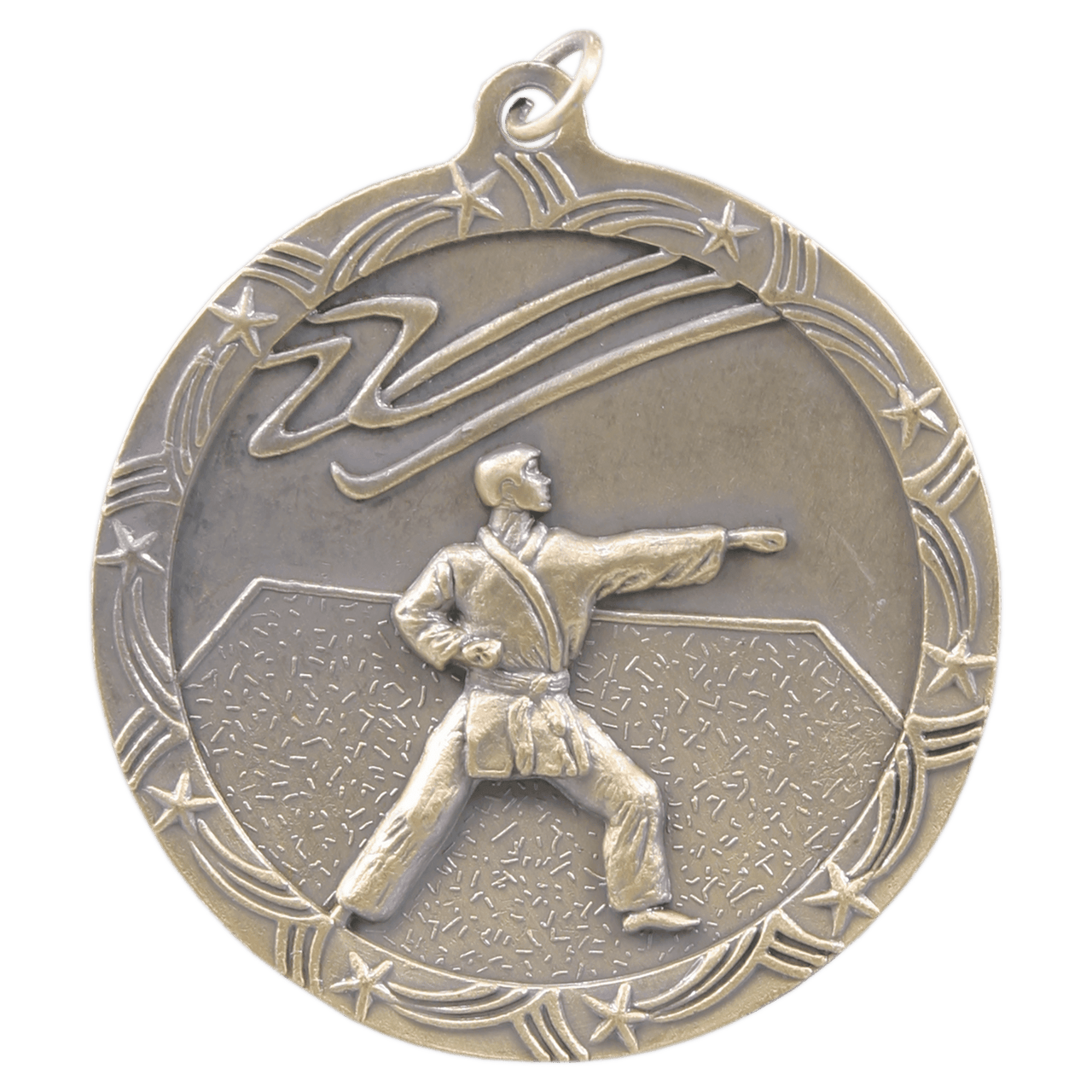 2 1/2" Antique Gold Martial Arts Shooting Star Medal