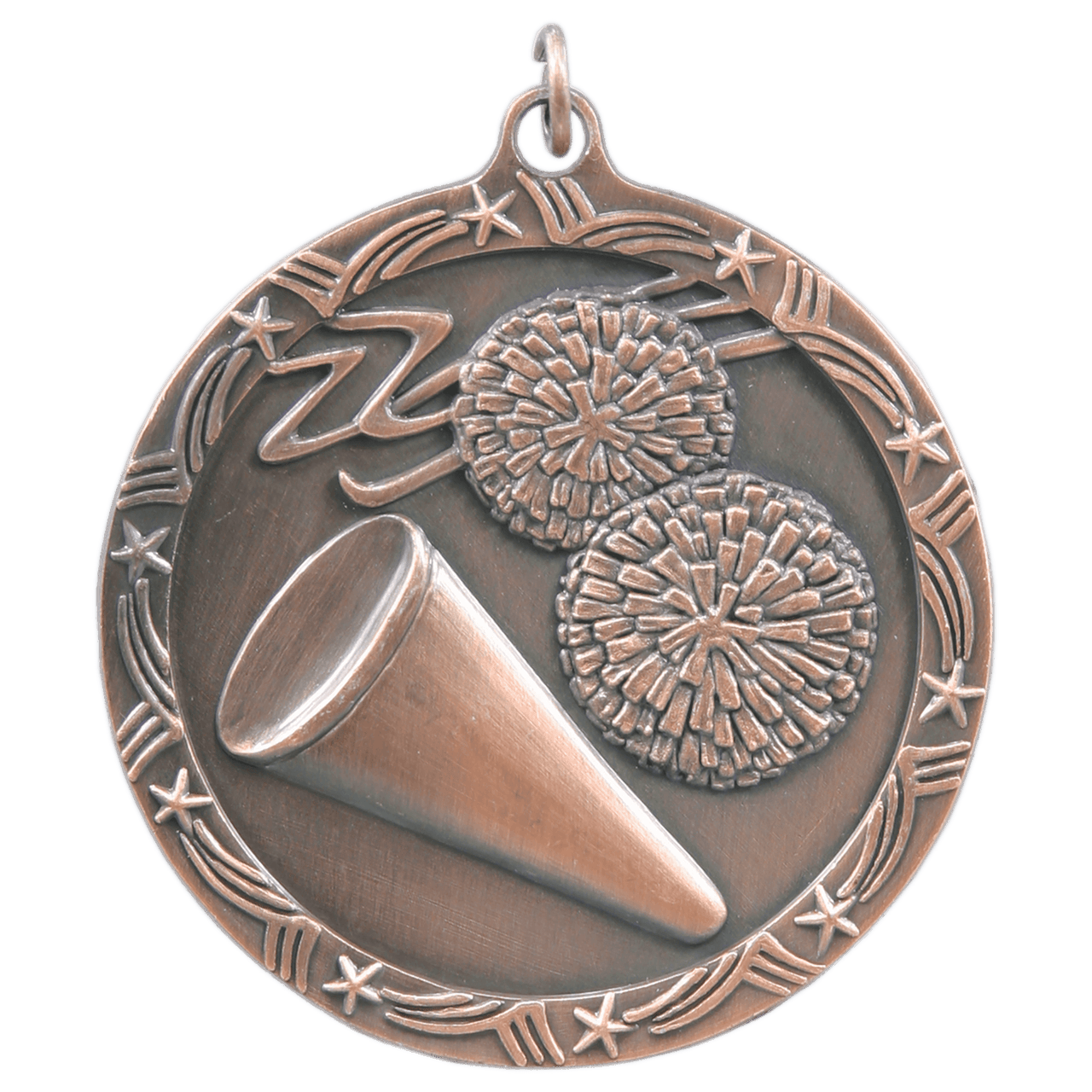 2 1/2" Antique Bronze Cheer Shooting Star Medal