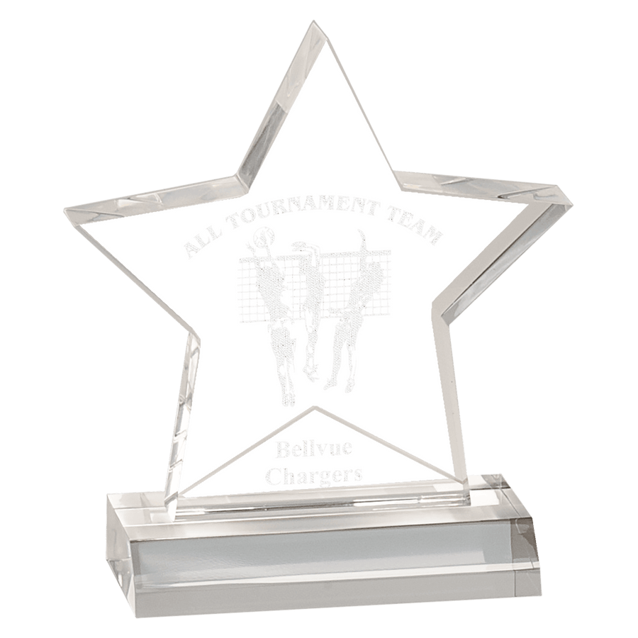 5" x 5" Clear Star Acrylic Award with 4" Base