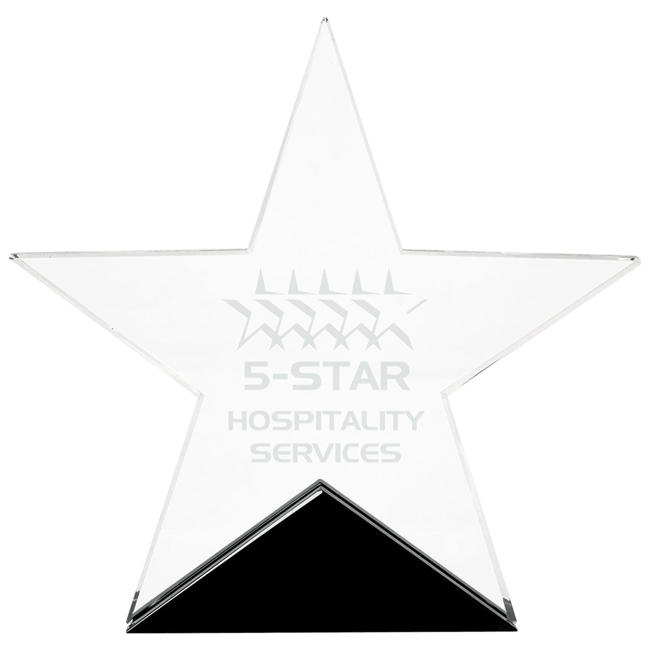 5 3/4" x 5 1/2" Clear Glass Star on Black Base