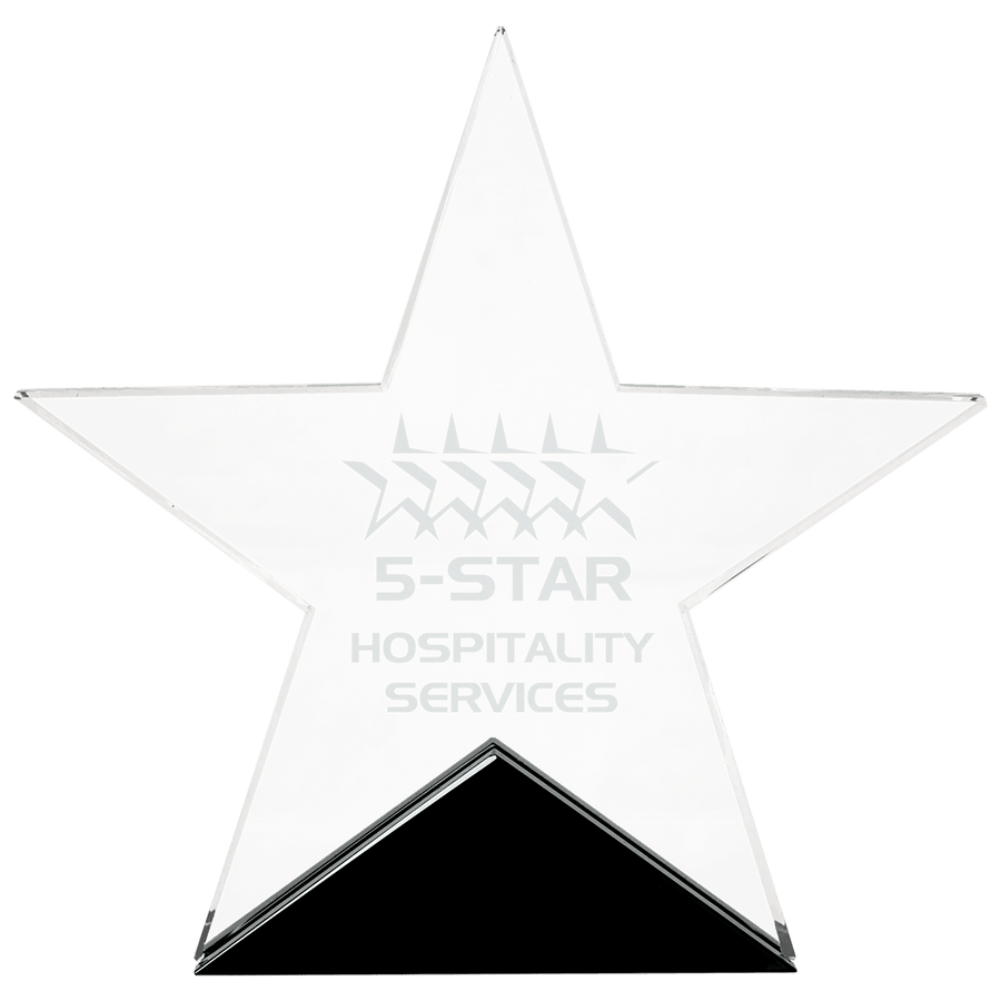5 3/4" x 5 1/2" Clear Glass Star on Black Base