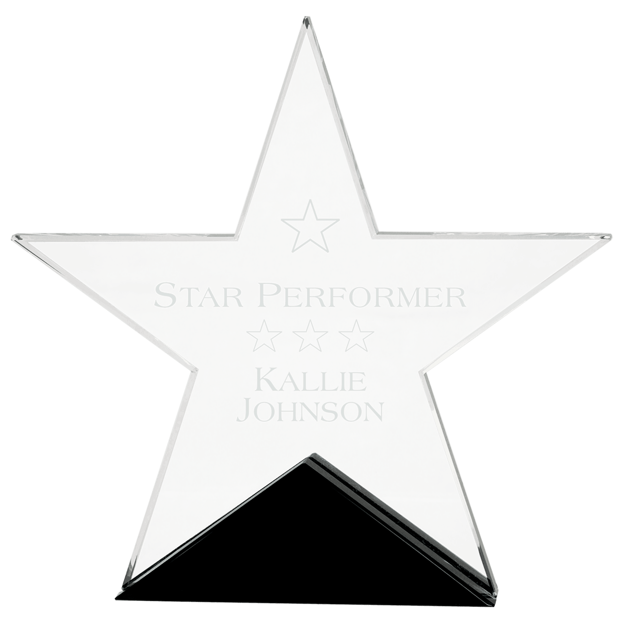 5 3/4" x 5 1/2" Clear Glass Star on Black Base